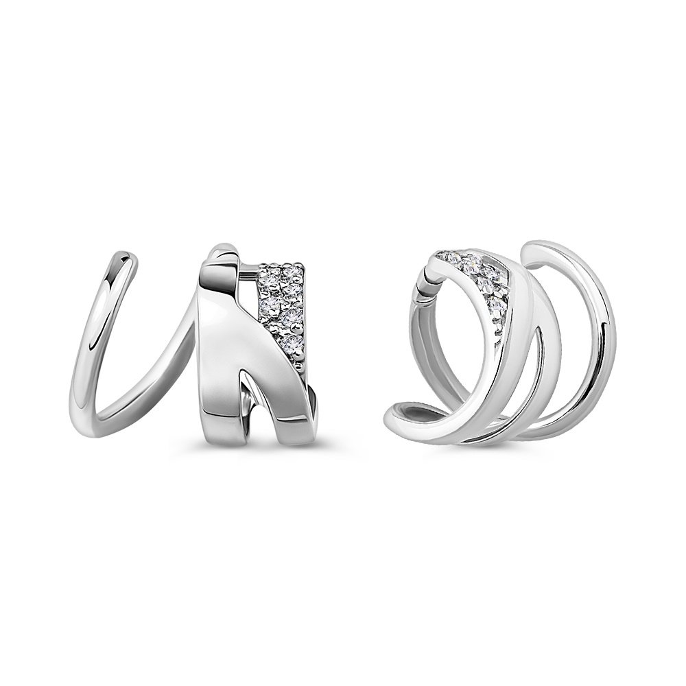 

Серьги продевки из серебра 585Gold 702012585, фианит, 702012585