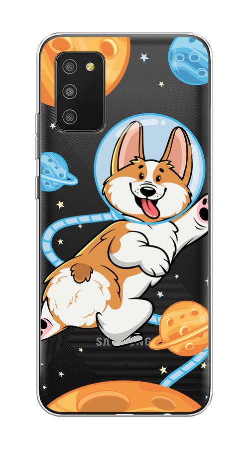 

Чехол на Samsung Galaxy A02s "Корги-космонавт", Голубой;бежевый;белый, 2102350-1