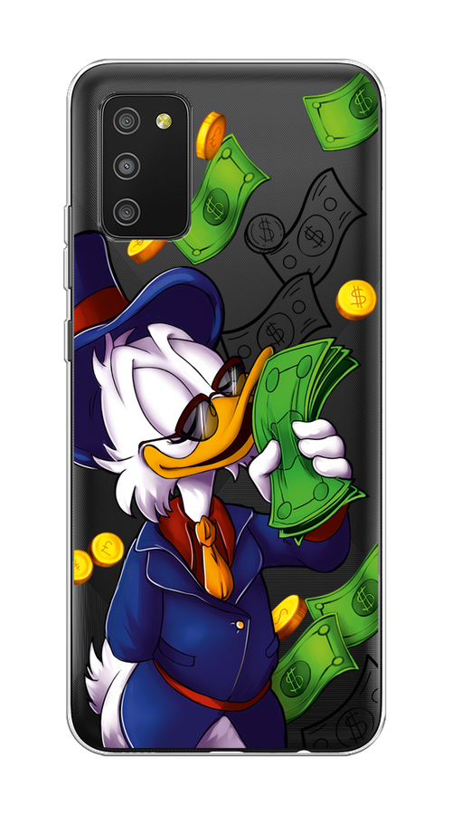 

Чехол на Samsung Galaxy A02s "Scrooge McDuck with Money", Синий;зеленый;белый, 2102350-6