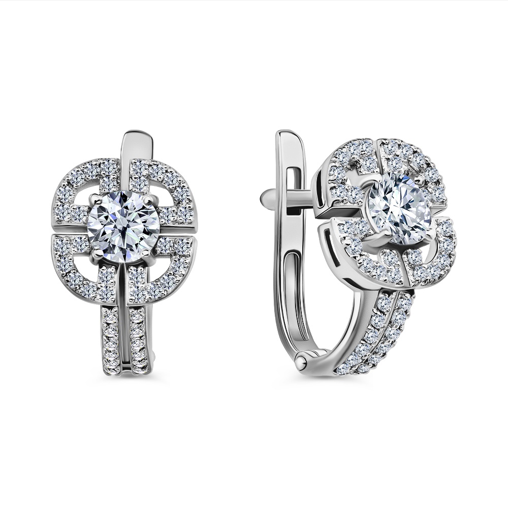 

Серьги из серебра 585Gold 702012555, фианит, 702012555