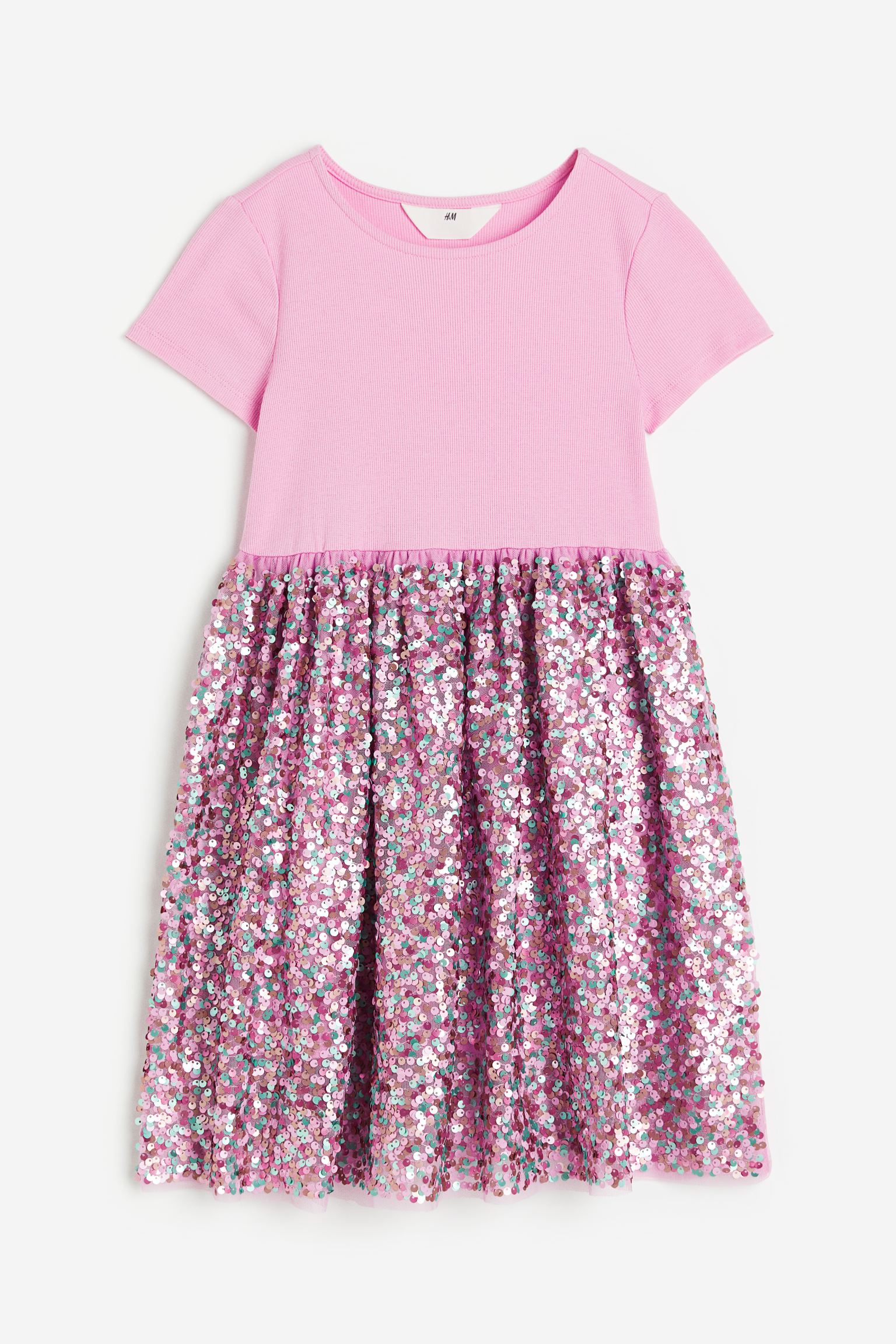 Платье из джерси с пайетками H&M 134/140 Розовый/Пайетки (доставка из-за рубежа)