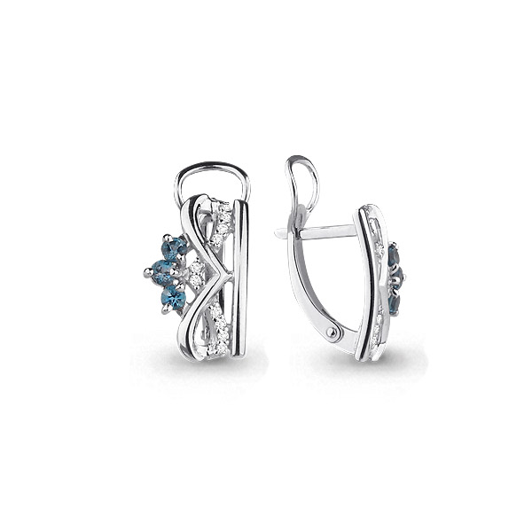 

Серьги из серебра с топазом\фианитом Aquamarine Aquamarine 4474108А_925_р, 4474108А_925_р