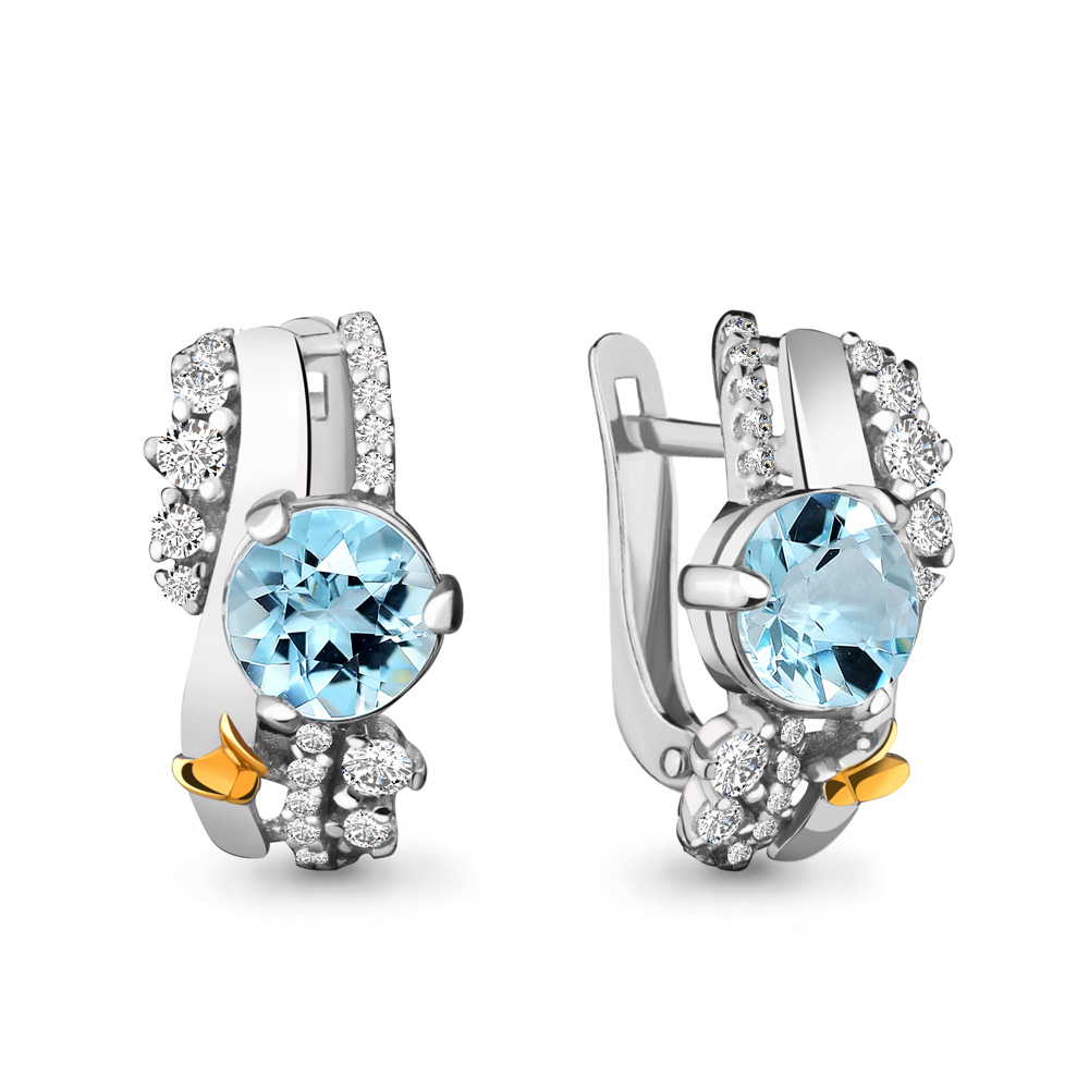 

Серьги из серебра с топазом Aquamarine Aquamarine 4471802А_925_р, 4471802А_925_р