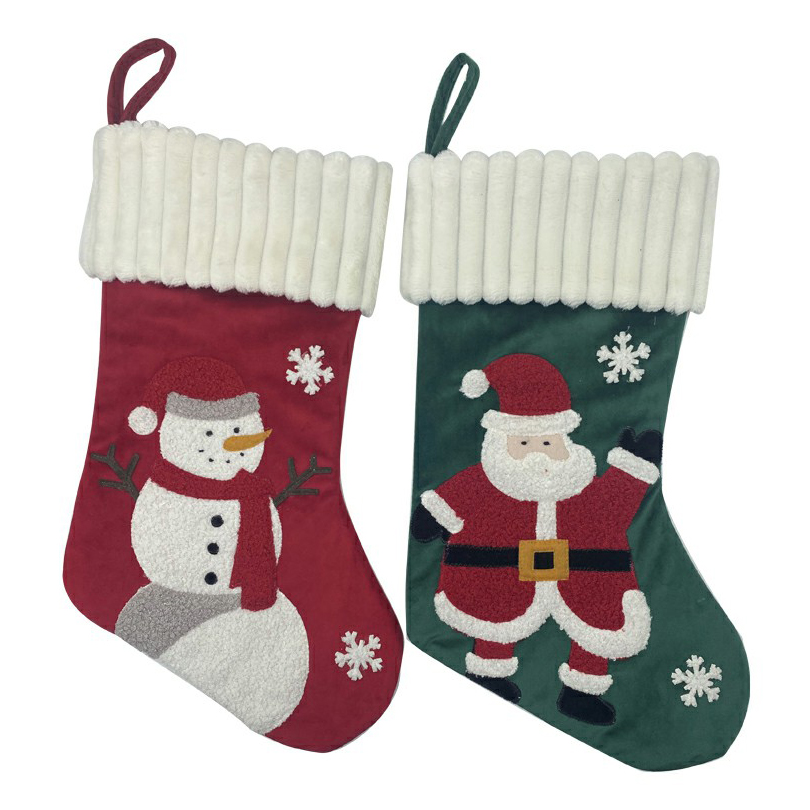 Носок для подарков 45 см Санта и Снеговик