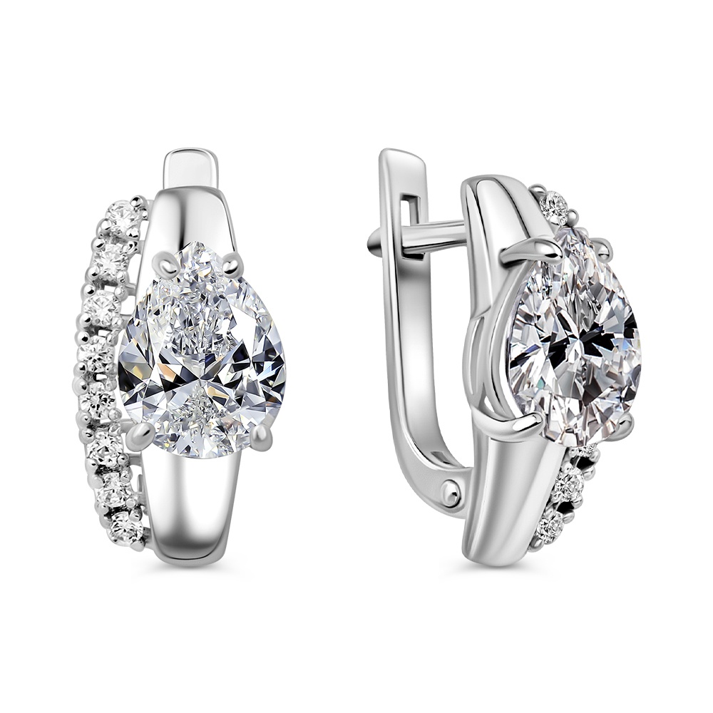 

Серьги из серебра 585Gold 702012574, фианит, 702012574