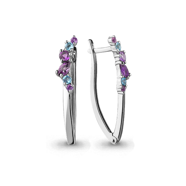 

Серьги из серебра с аметистом\топазом Aquamarine Aquamarine 4468030_925_р, 4468030_925_р