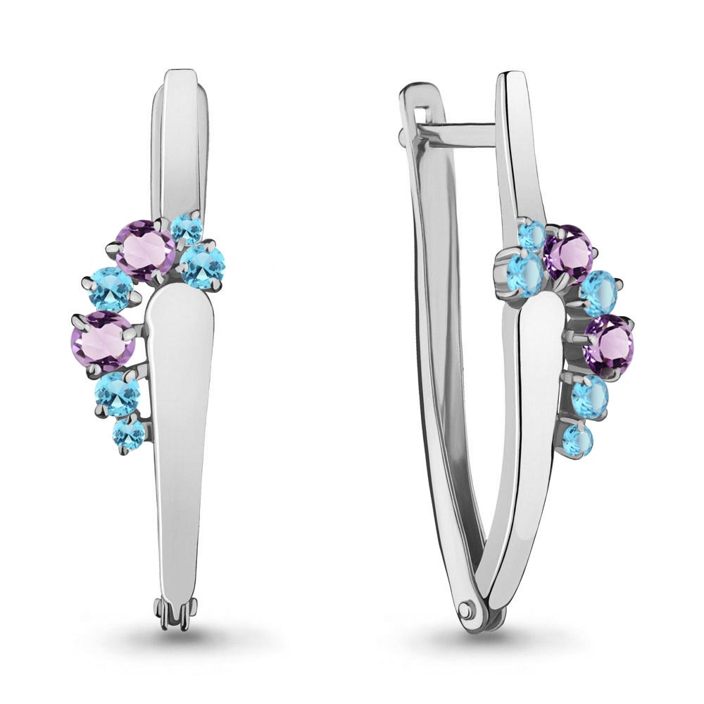 

Серьги из серебра с аметистом\топазом Aquamarine Aquamarine 4467830_925_р, 4467830_925_р