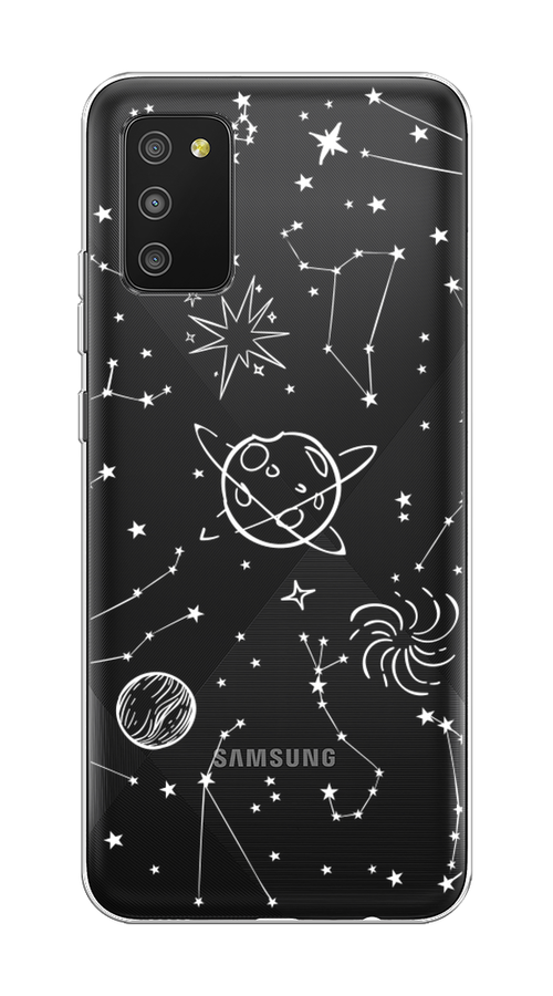 

Чехол на Samsung Galaxy A02s "Планеты в космосе", Белый, 2102350-2