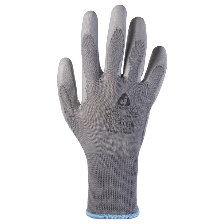JetaSafety Перчатки защиты с полиуретановым покрытием,12 пар,JP011g-L перчатки для защиты от механических рисков tegera