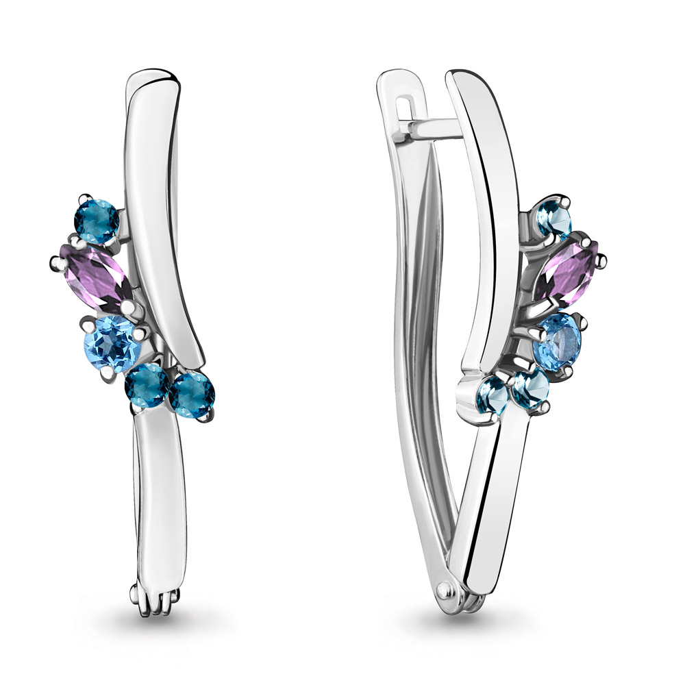 

Серьги из серебра с аметистом\топазом Aquamarine Aquamarine 4466542_925_р, 4466542_925_р