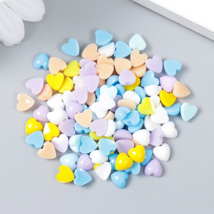 фото Декор для творчества пластик "разноцветные сердечки" набор 100 шт 0,6х0,6 см арт узор