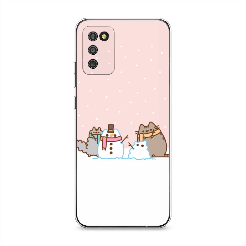 

Чехол на Samsung Galaxy A02s "Котики в снегу", Розовый;белый;серый, 2102350-5