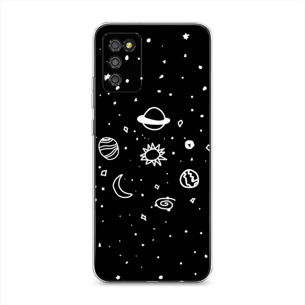 

Чехол на Samsung Galaxy A02s "Дудл солнечной системы", Бежевый;серый, 2102350-2