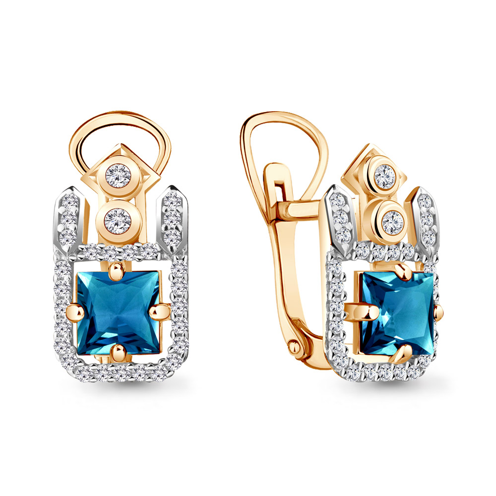 

Серьги из серебра с топазом\фианитом Aquamarine Aquamarine 4455908А_925_з, 4455908А_925_з