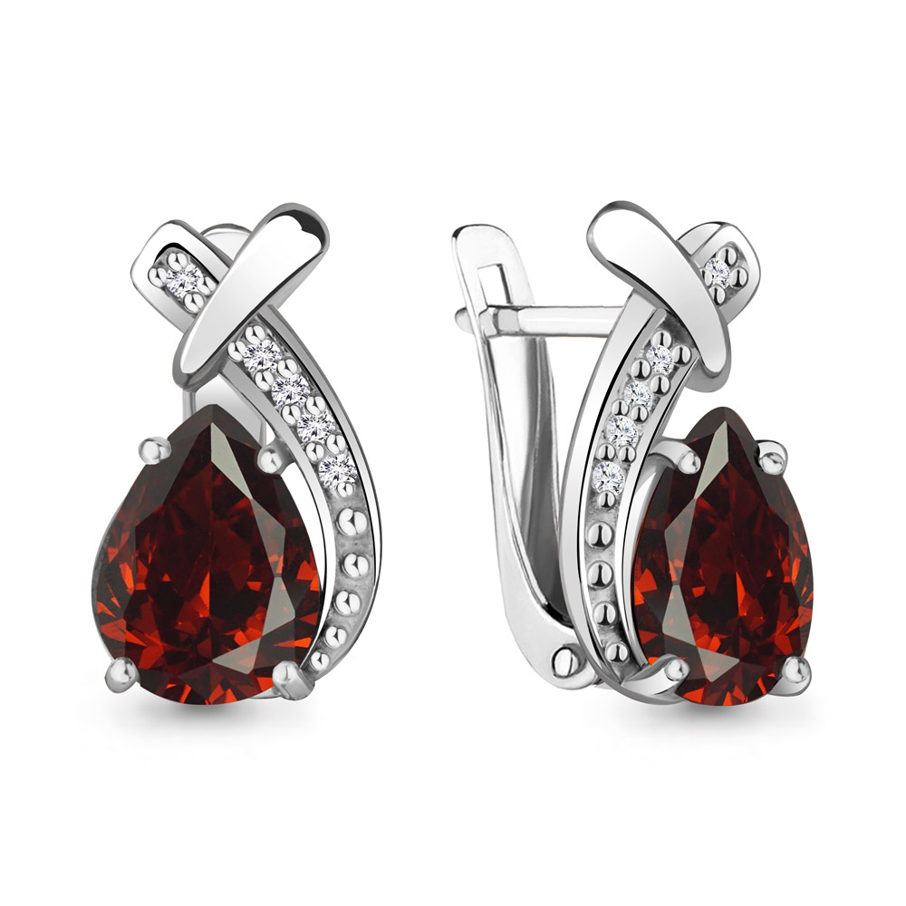 

Серьги из серебра с гранатом Aquamarine Aquamarine 4450003А_925_р, 4450003А_925_р