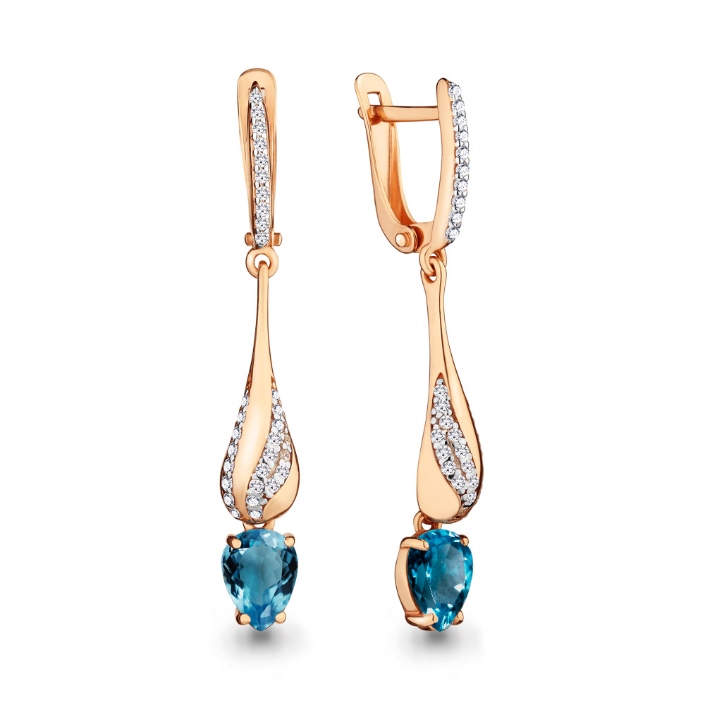 

Серьги из серебра с топазом\фианитом Aquamarine Aquamarine 4449408А_925_з, 4449408А_925_з