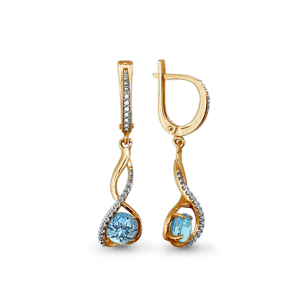 

Серьги из серебра с топазом\фианитом Aquamarine Aquamarine 4447805А_925_з, 4447805А_925_з