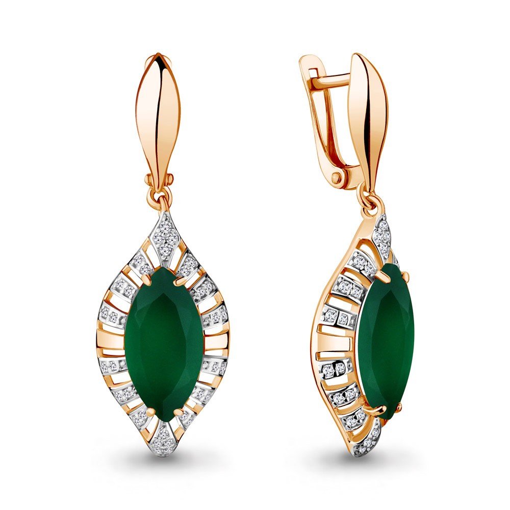 

Серьги из серебра с агатом\фианитом Aquamarine Aquamarine 4443709А_925_з, 4443709А_925_з
