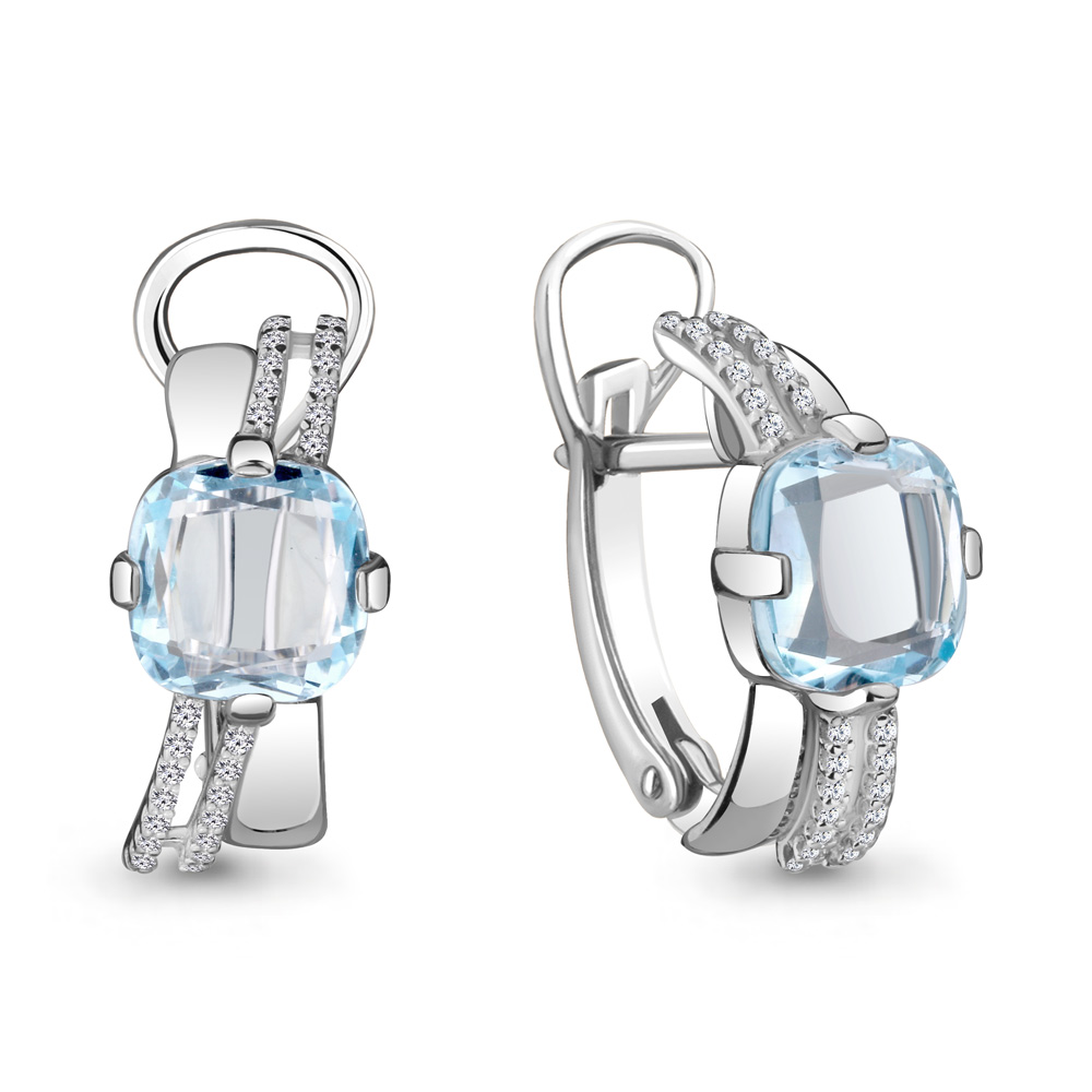 

Серьги из серебра с топазом Aquamarine Aquamarine 4441502А_925_р, 4441502А_925_р