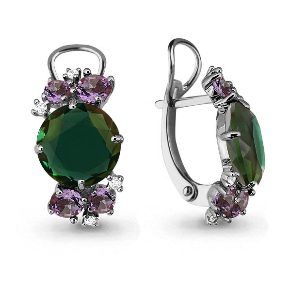 

Серьги из серебра с фианитом Aquamarine Aquamarine 4440799А_925_р, 4440799А_925_р