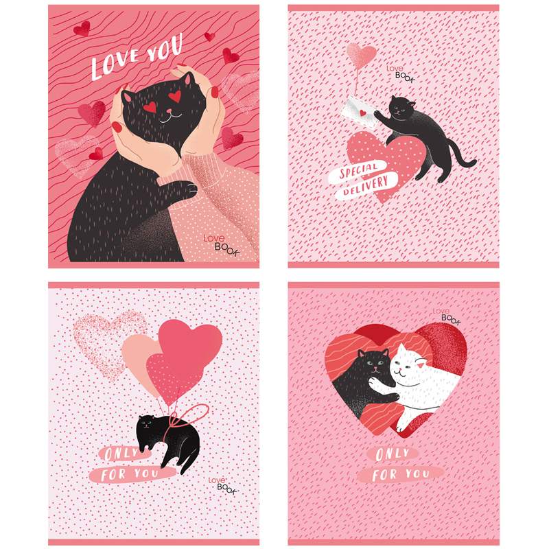 

Тетрадь BG "Lovebook" 328789 48 листов А5 клетка металлизация 12 штук