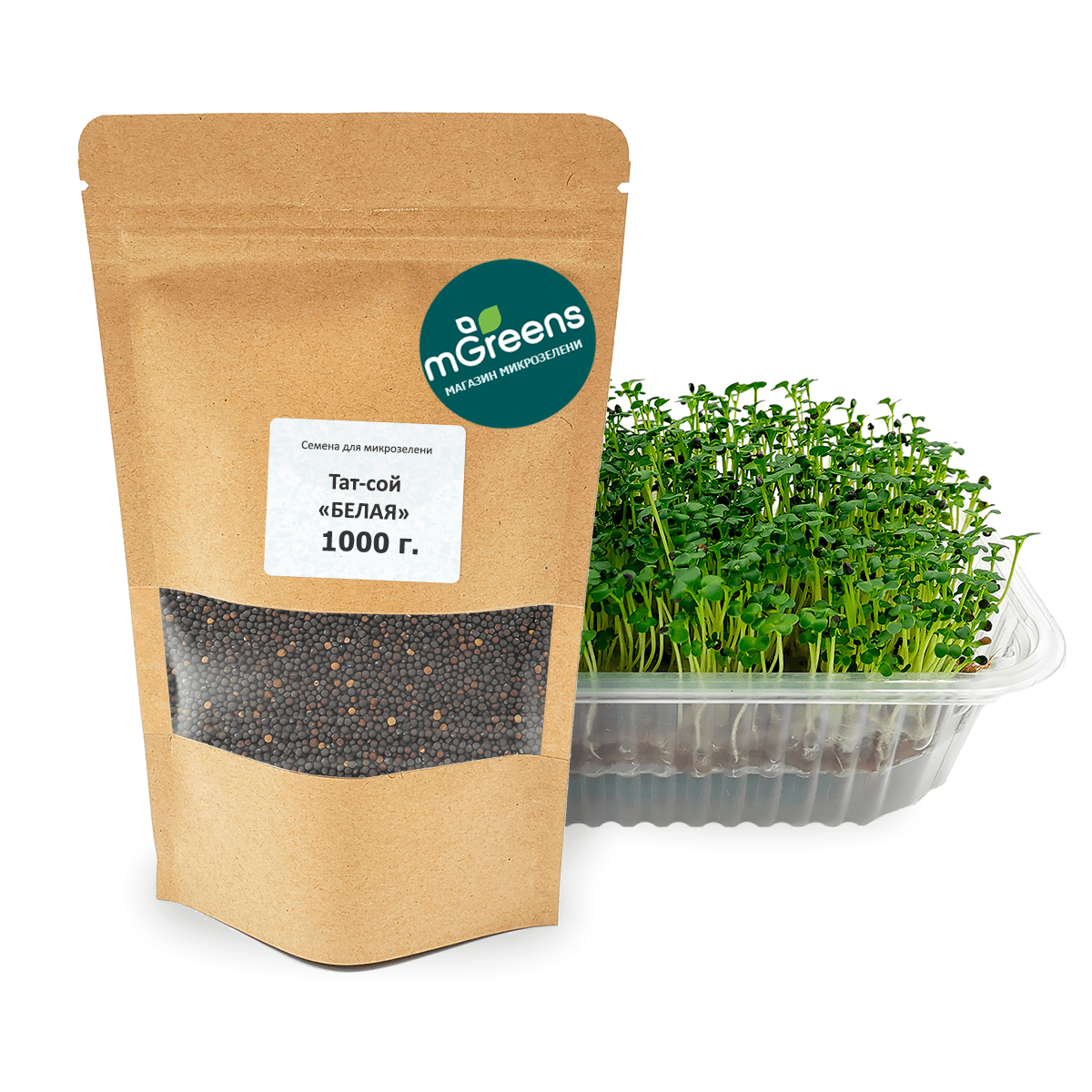 

Семена для микрозелени mGreen's Тат-сой "Белая" 1000 г, tatsoi_wh_ves