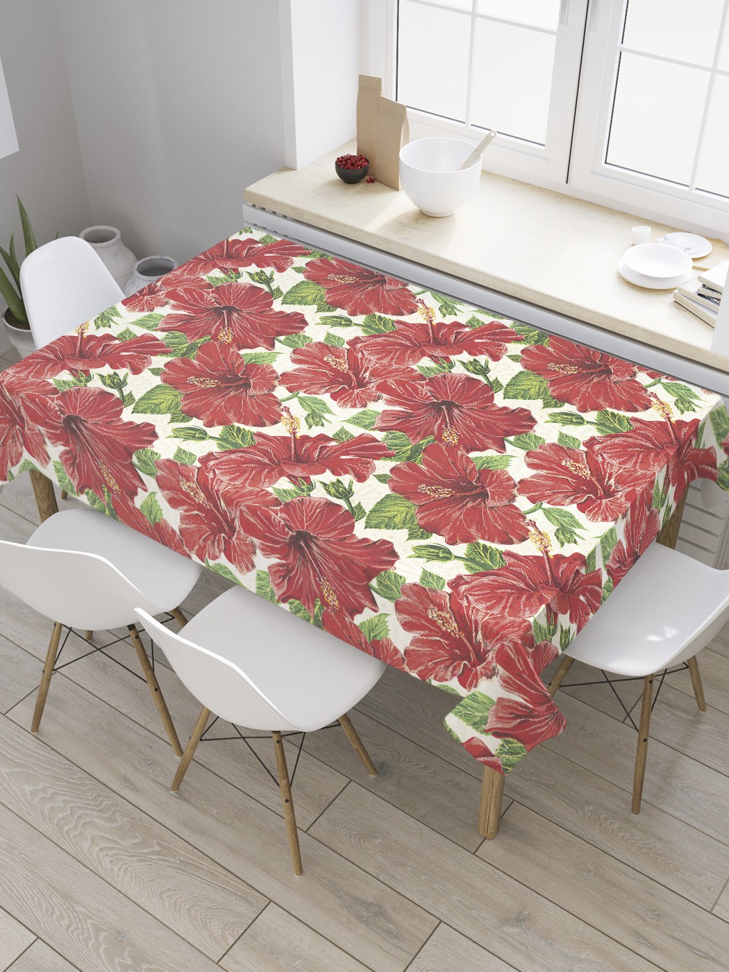 

Скатерть прямоугольная JoyArty "Яркие цветы тропиков" из сатена, 180x145 см, Красный, Яркие цветы тропиков