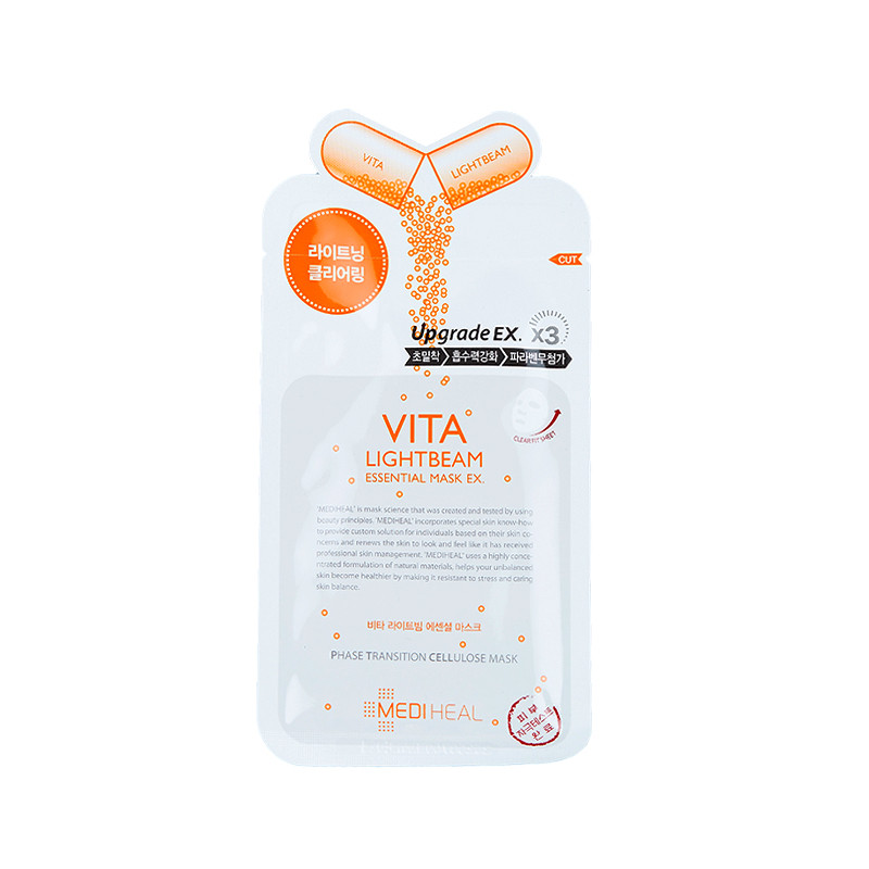 

Осветляющая тканевая маска с витамином С Mediheal Vita Lightbeam Essential Mask EX 4 шт, Тканевая маска для лица