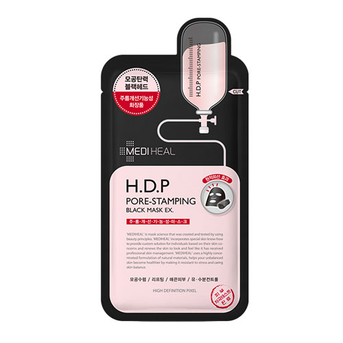 фото Тканевая маска для очищения и сужения пор mediheal h.d.p pore stamping black mask ex 4 шт