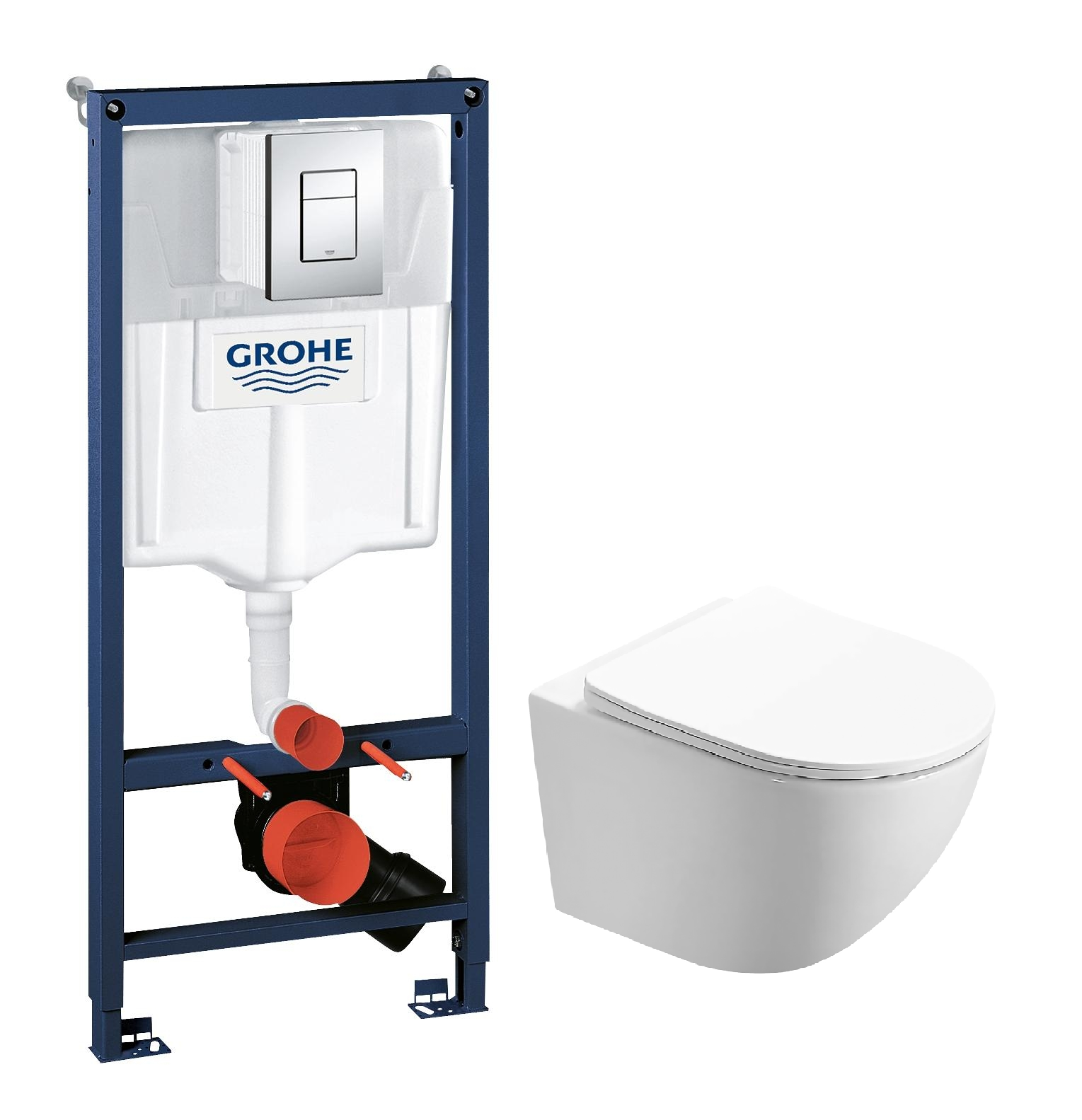 фото Комплект инсталляция grohe rapid sl + унитаз безоб. azario trevi торнадо микрол az-0093uq3