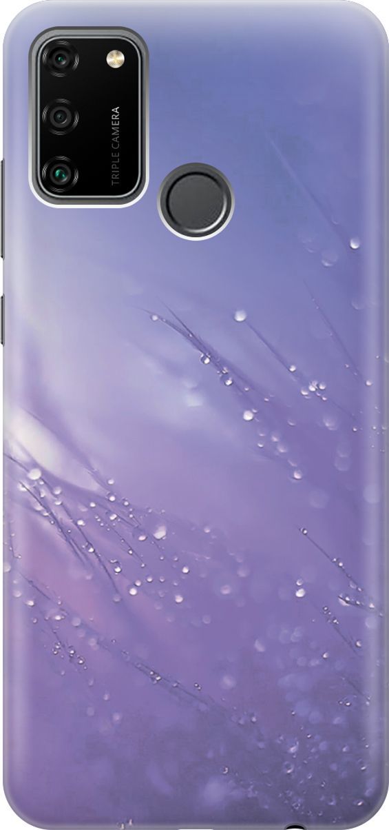 

Силиконовый чехол на Honor 9A с эффектом блеска "Капли на синей траве", Белый;синий, 3400