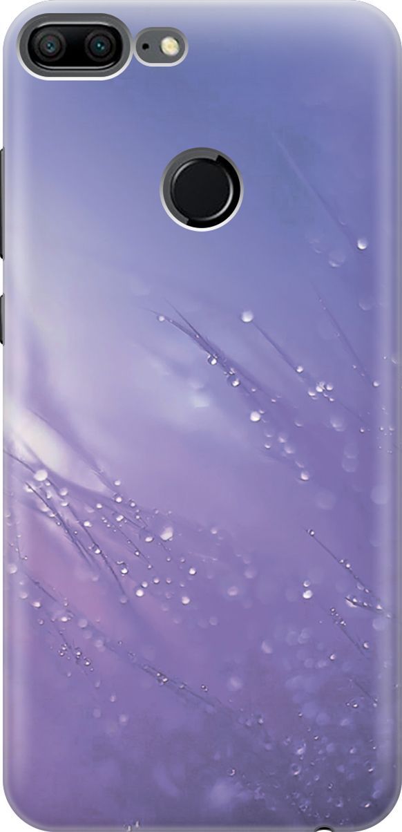 

Силиконовый чехол на Honor 9 Lite с эффектом блеска "Капли на синей траве", Белый;синий, 3399