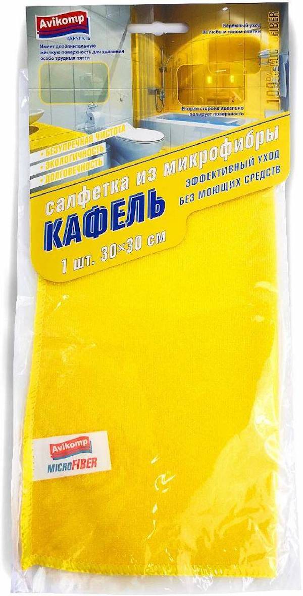 Салфетка для кафеля, микрофибра, желтая 30х30 1шт (1721) 685043