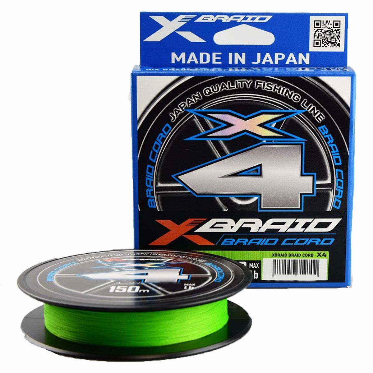 Леска плетеная YGK X-Braid Cord X4 0,1 мм, 150 м, 3,6 кг, green
