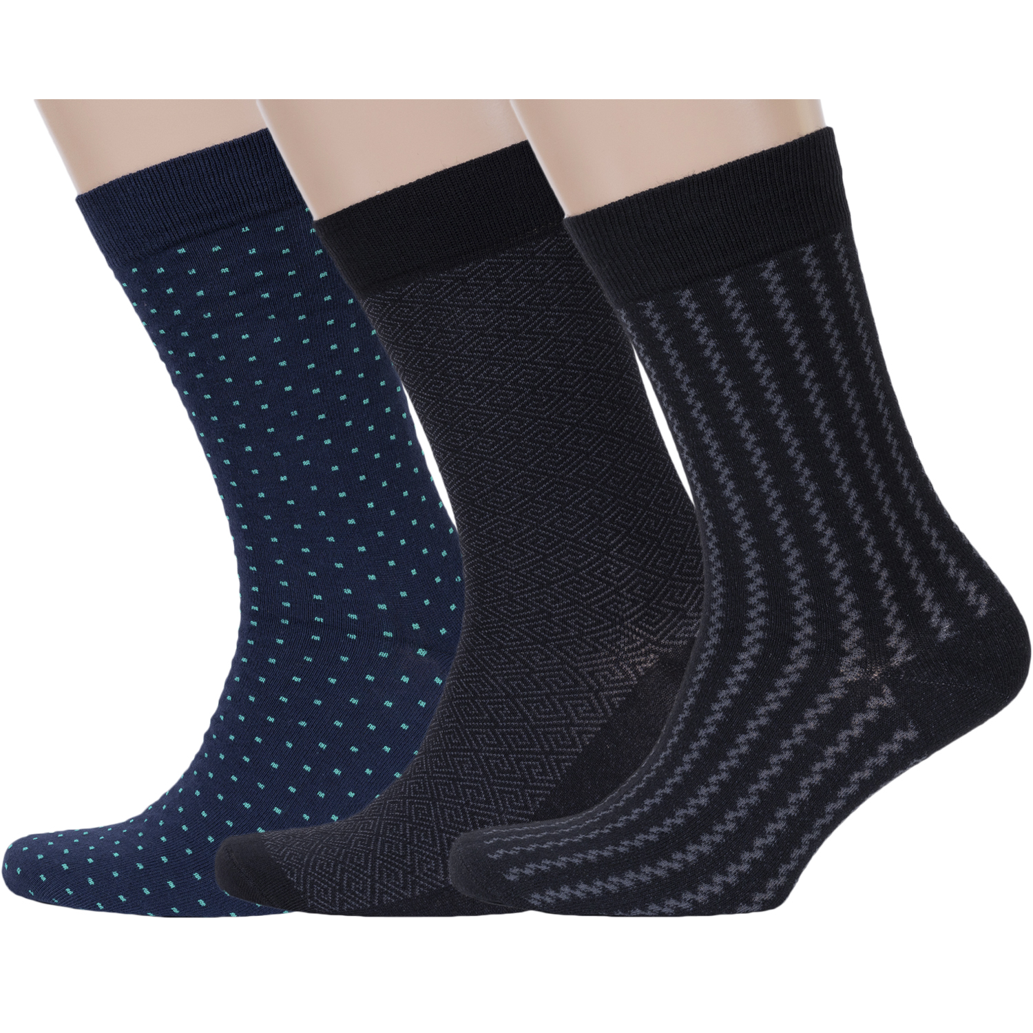 Комплект носков мужских Красная Ветка 3-С-13М черных; синих 27