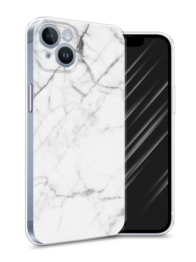 

Силиконовый чехол Awog "Светлый мрамор" для Apple iPhone 14, Белый;черный, 15150-3
