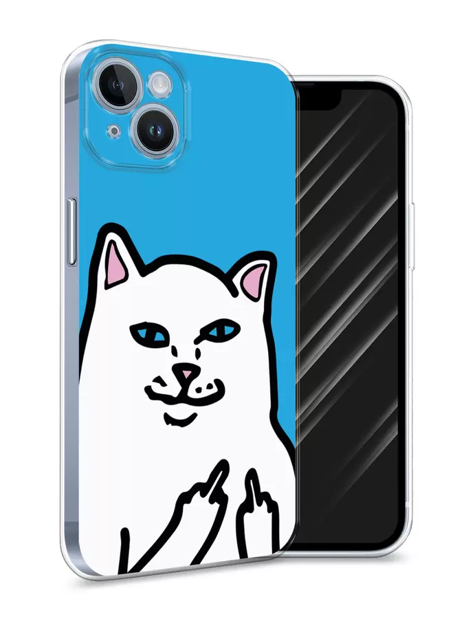 

Силиконовый чехол Awog "Кот жесть" для Apple iPhone 14, Синий, 15150-9