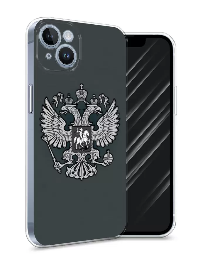 

Силиконовый чехол Awog "Герб России серый" для Apple iPhone 14, 15150-5