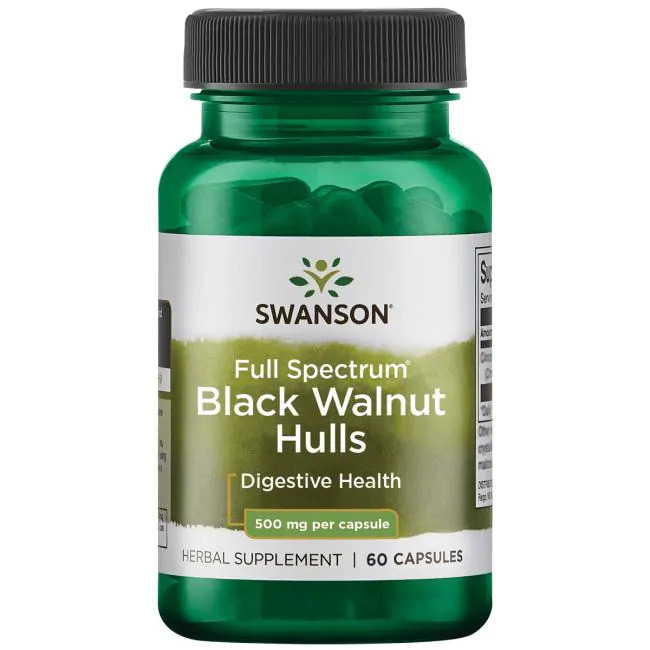 Грецкий орех скорлупа Swanson Black Walnut Hulls 500 мг 60 капсул