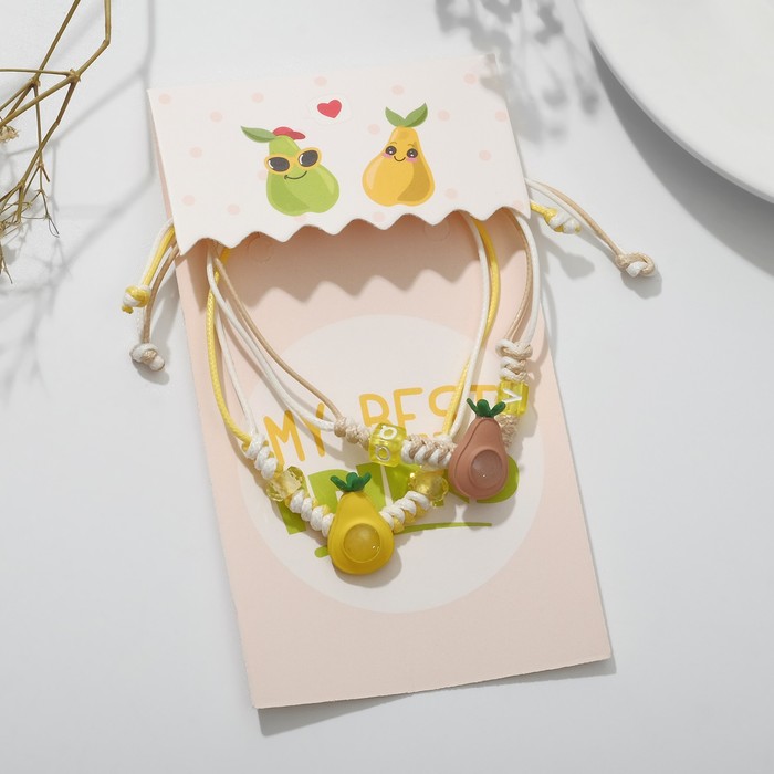 Парные браслеты из текстиля с пластиком Tell your story Неразлучники плетёные, авокадо