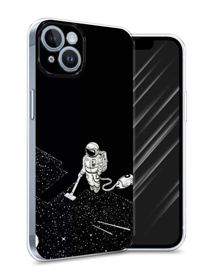 

Силиконовый чехол Awog "Космонавт с пылесосом" для Apple iPhone 14, Черный, 15150-4