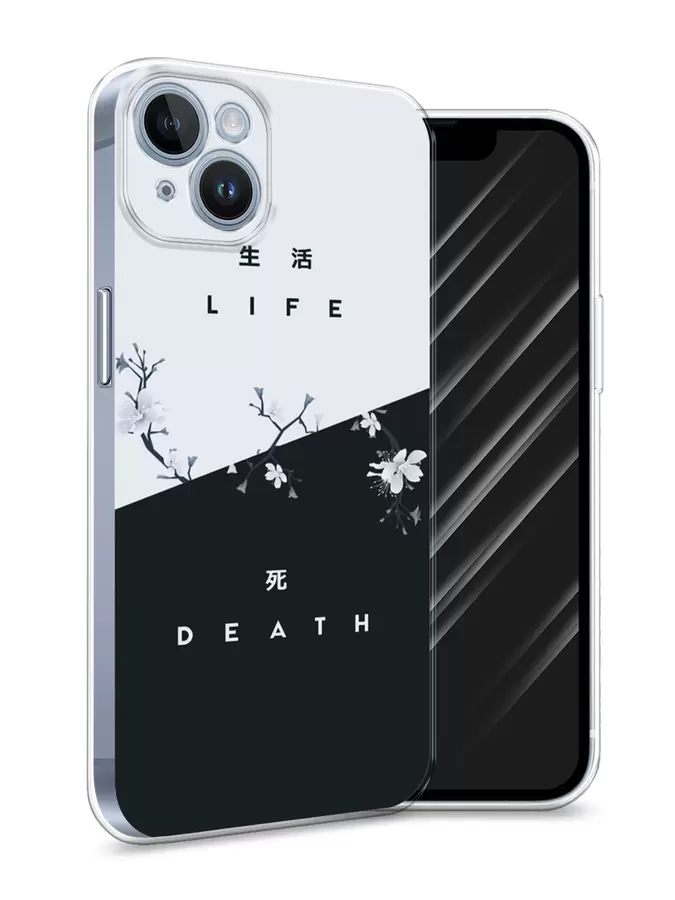 

Силиконовый чехол Awog "Life and death" для Apple iPhone 14, Белый;черный, 15150-7