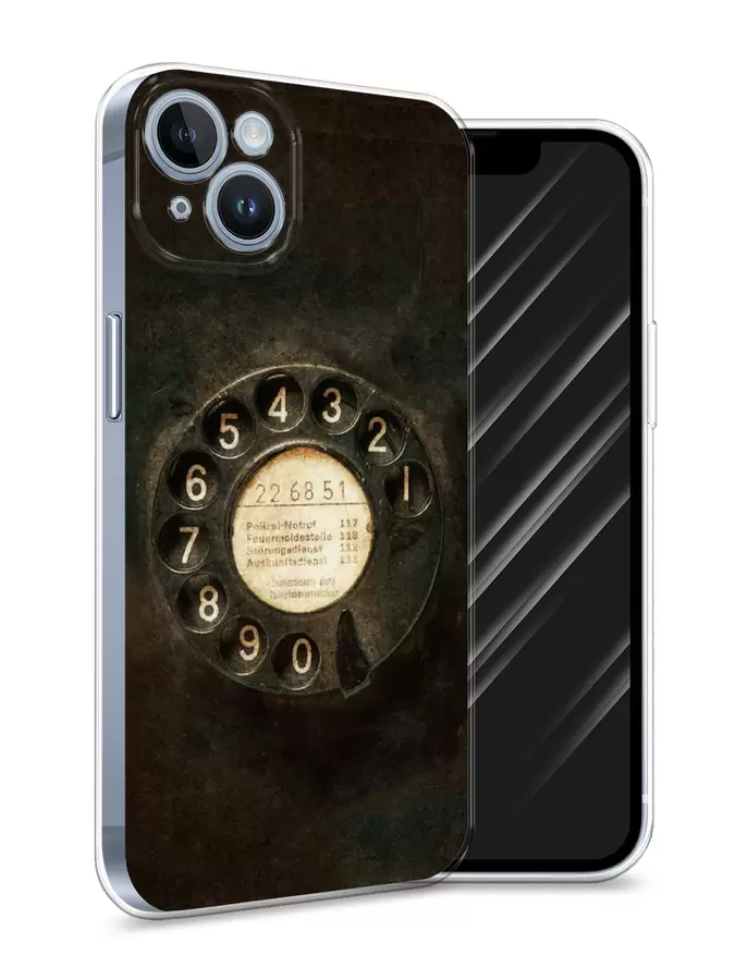 

Силиконовый чехол Awog "Старинный телефон" для Apple iPhone 14, Черный, 15150-5