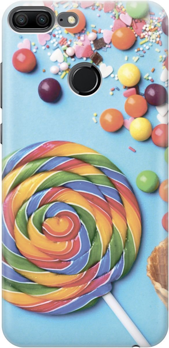 

Силиконовый чехол на Honor 9 Lite с эффектом блеска "Разноцветный леденец", Голубой;желтый, 3399