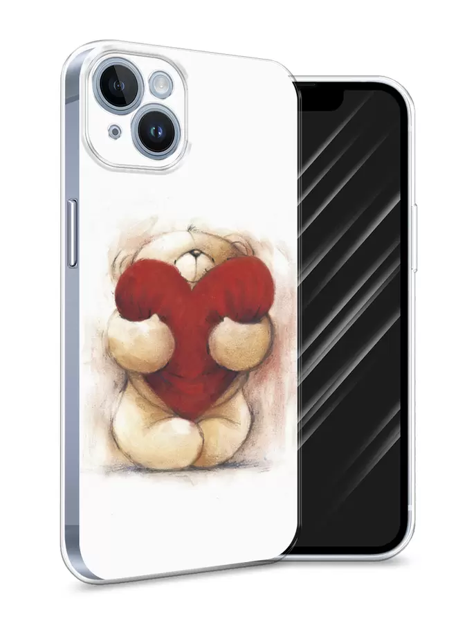 

Силиконовый чехол Awog "Мишка с сердцем 1" для Apple iPhone 14, Белый, 15150-6