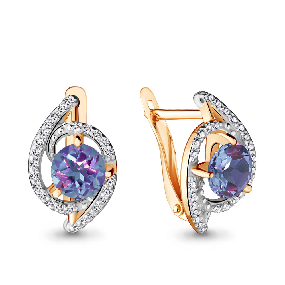 

Серьги из серебра с алекситом искусственным\фианитом Aquamarine Aquamarine 4434925А_925_з, 4434925А_925_з