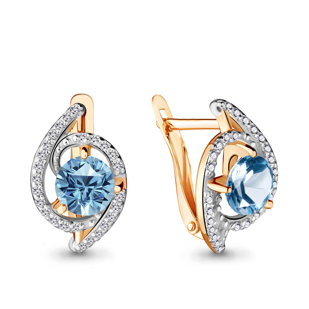 

Серьги из серебра с топазом\фианитом Aquamarine Aquamarine 4434905А_925_з, 4434905А_925_з