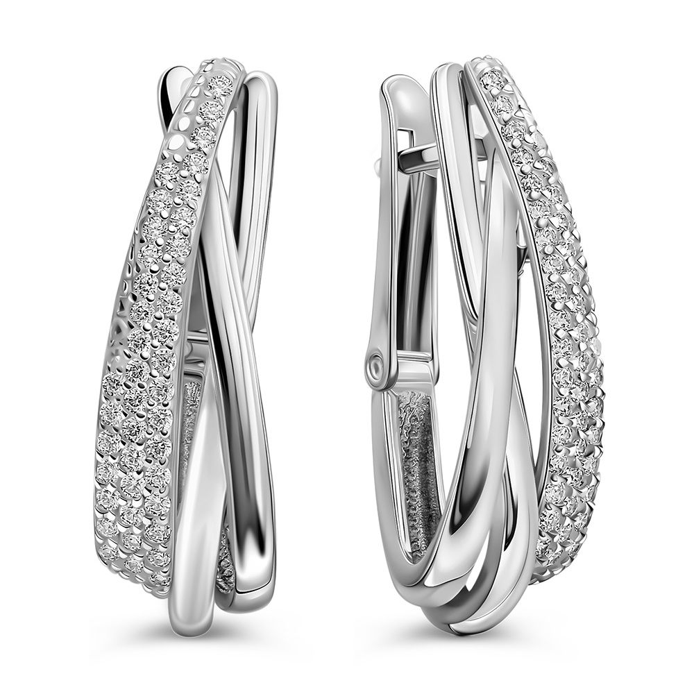 

Серьги из серебра 585Gold 702012193, фианит, 702012193