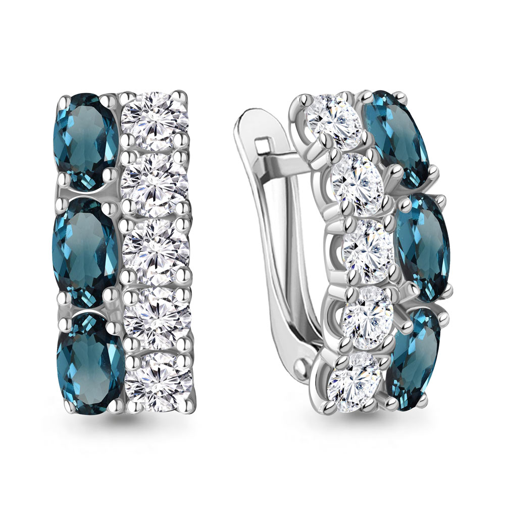 

Серьги из серебра с топазом\фианитом Aquamarine Aquamarine 4429608А_925_р, 4429608А_925_р