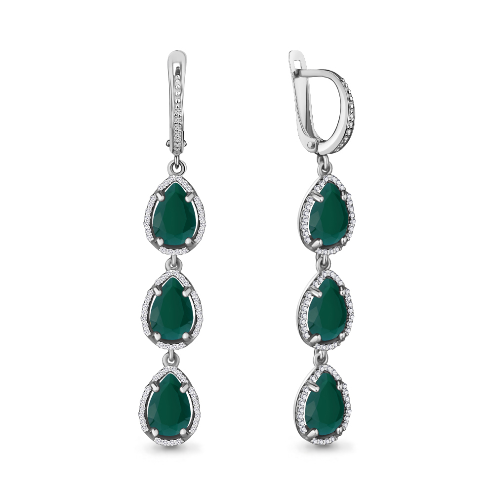 

Серьги из серебра с агатом\фианитом Aquamarine Aquamarine 4428909А_925_р, 4428909А_925_р
